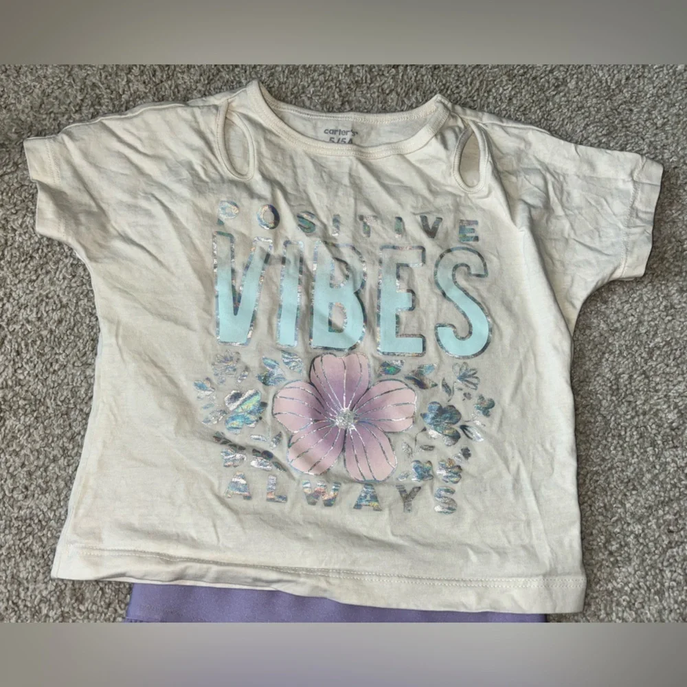 Carter’s Positive Vibes T-Shirt and Purple Skirt Set
